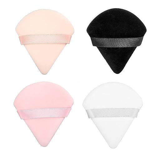 Miniatura 1 de 4 Pieces Pure Powder Puff Face Triangle Soft Makeup Powder Puff for Loose Powder with Strap Cosmetic Foundation Wet Dry Makeup Black White pink nude