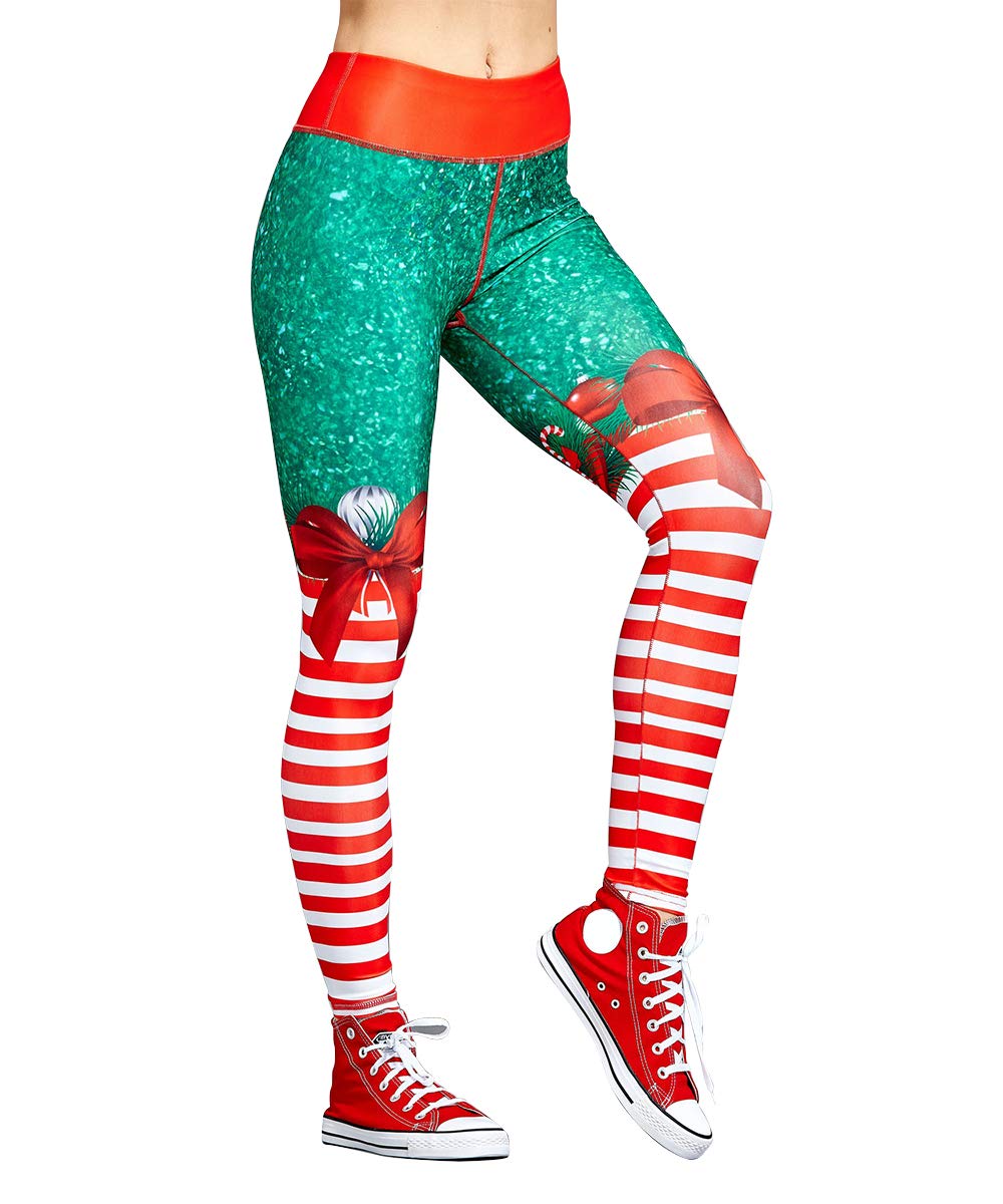 Yaavii Women Christmas Leggings High Waist Yoga Pants Tummy Control Gym Workout Leggings