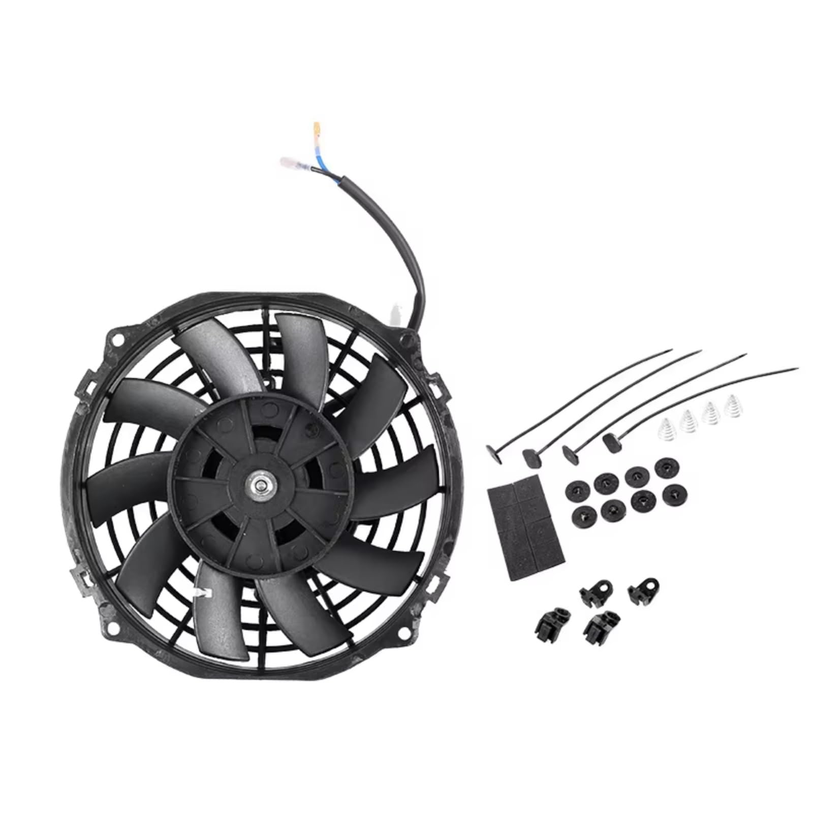 Ventilador Refrigeración Motor 10 Pulgadas Universal 12V 80W 2100RPM Aire Acondicionado Coche Ventilador Refrigeración Radiador Electrónico Cuchillas Kit Montaje Fresco Eléctrico