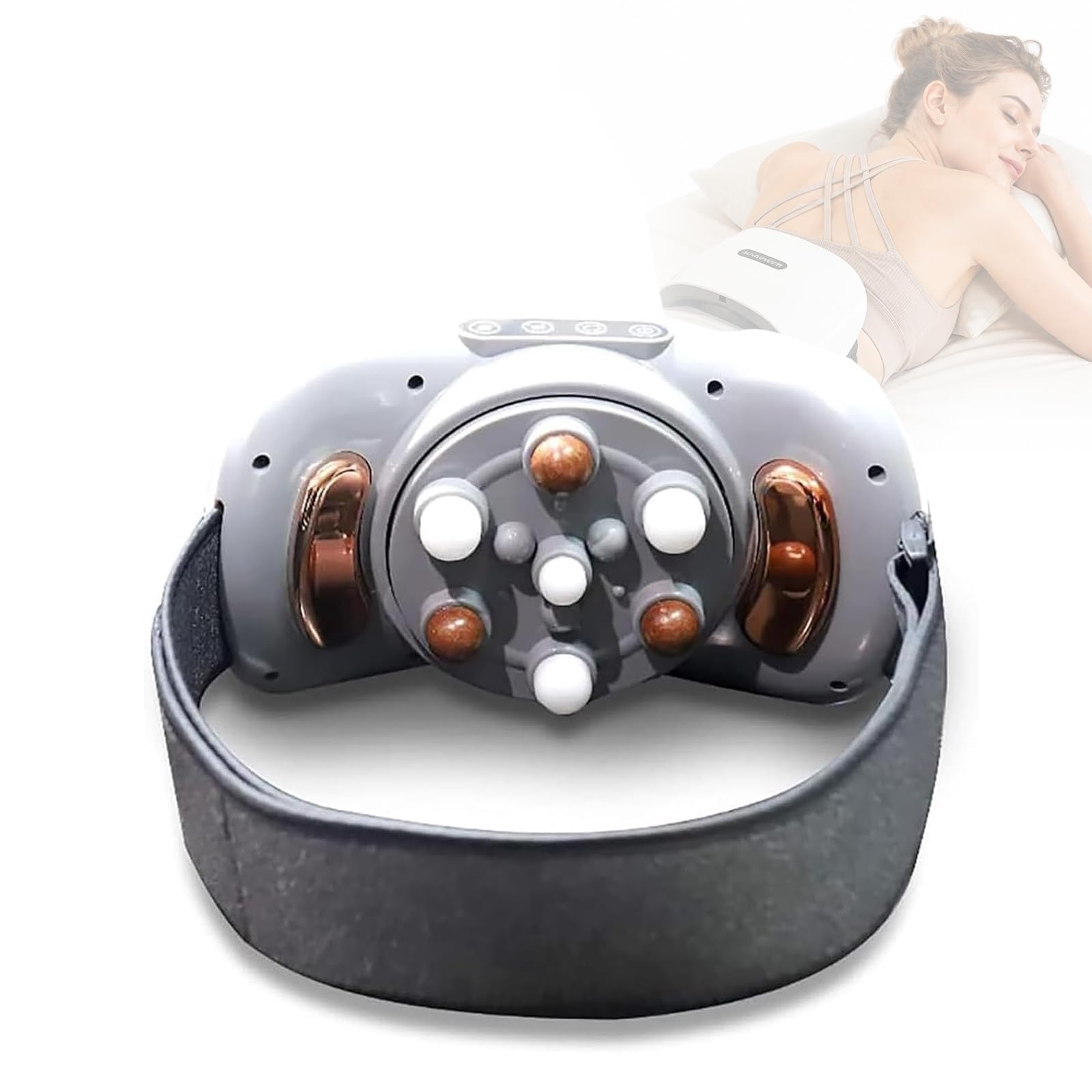 Vhewq Bian Stone Tummy Kneading, Abdominal Massager with Heat, 5 Modes, 3 Intensity Levels with 3 Bianstones + 4 Massage Heads, Smart Timer Function for Abdominal, Back, Neck and Legs