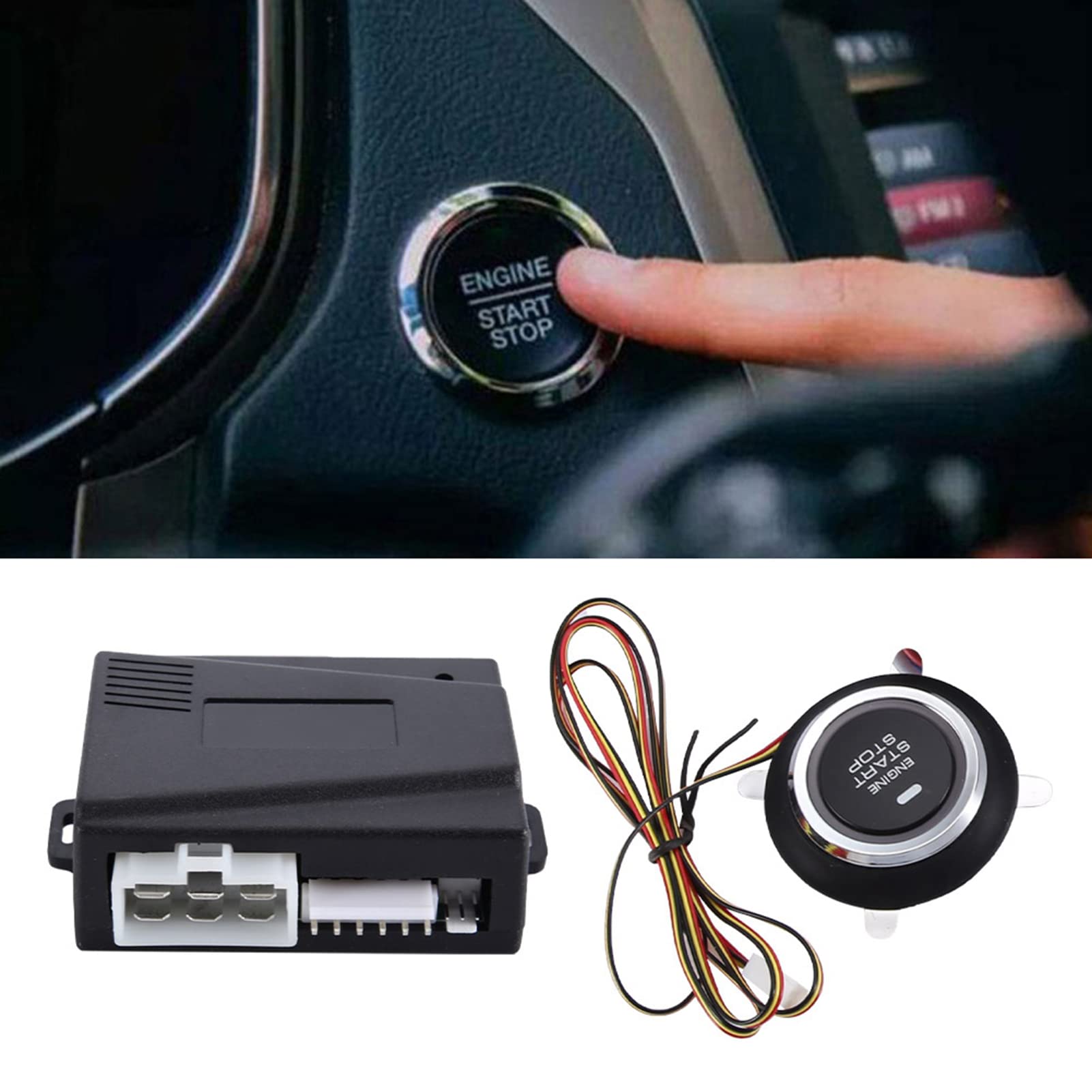 Natudeco Car Alarm System Universal 12V Car One Way Start Modification System Remote Preheating Refrigeration with Control Harness