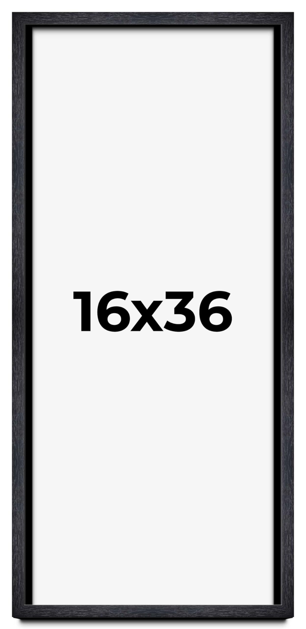 16x36 Shadow Box Black Farmhouse Wood Texture Display Frame | 1 Inch Deep | 0.75 Inch Moulding Width | Includes Shatter Resistant Acrylic Plexiglass, Backing & Hanging Hardware