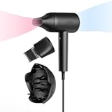 TYMO Diffuser Hair Dryer Blow Dryer - 300 Million Ionic Hairdryer with Diffuser & Comb Attachment for Curly Hair&comma; Professional Blowdryer for Women&comma; Cool Air Button&comma; Small Travel Lightweight&comma; Black