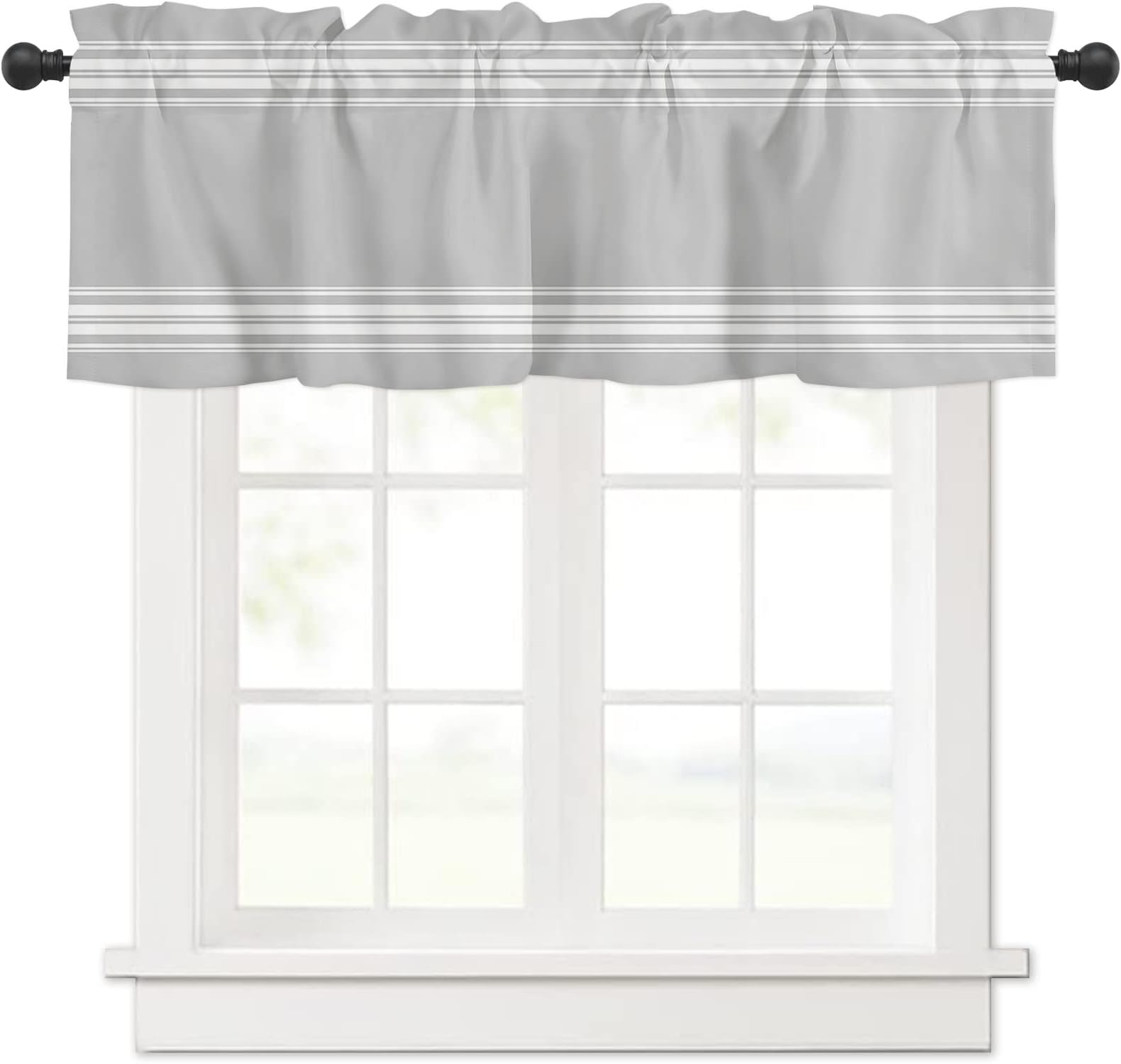 Gogobebe Valance Curtains for Kitchen Window Farmhouse Gray