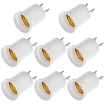 QWORK 8 Pack E26/E27 Light Socket to Plug Adapter, 660W 125V Light Socket Adapter Converts Outlet to Lamp Socket