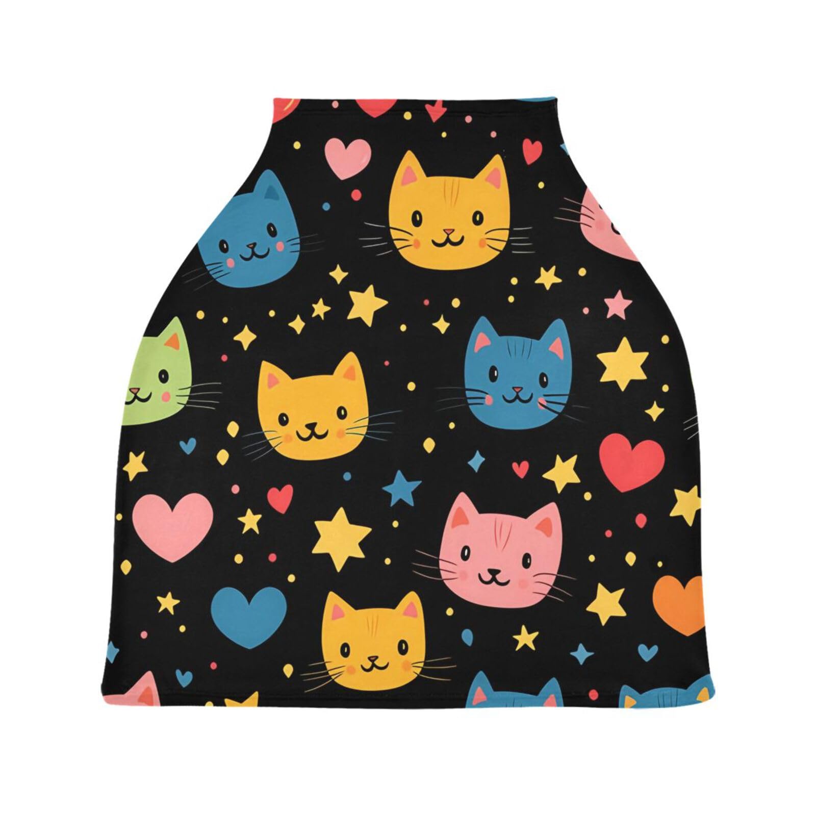 Nesatuwa Baby Car Seat Cover Cute Cat Breastfeeding Covers Stretchy Breathable Multi-Use Cover Carseat Canopy for Girls and Boys