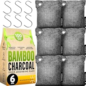 Charcoal Odor Absorber for Strong Odor (6 Pack, 100g each), ...