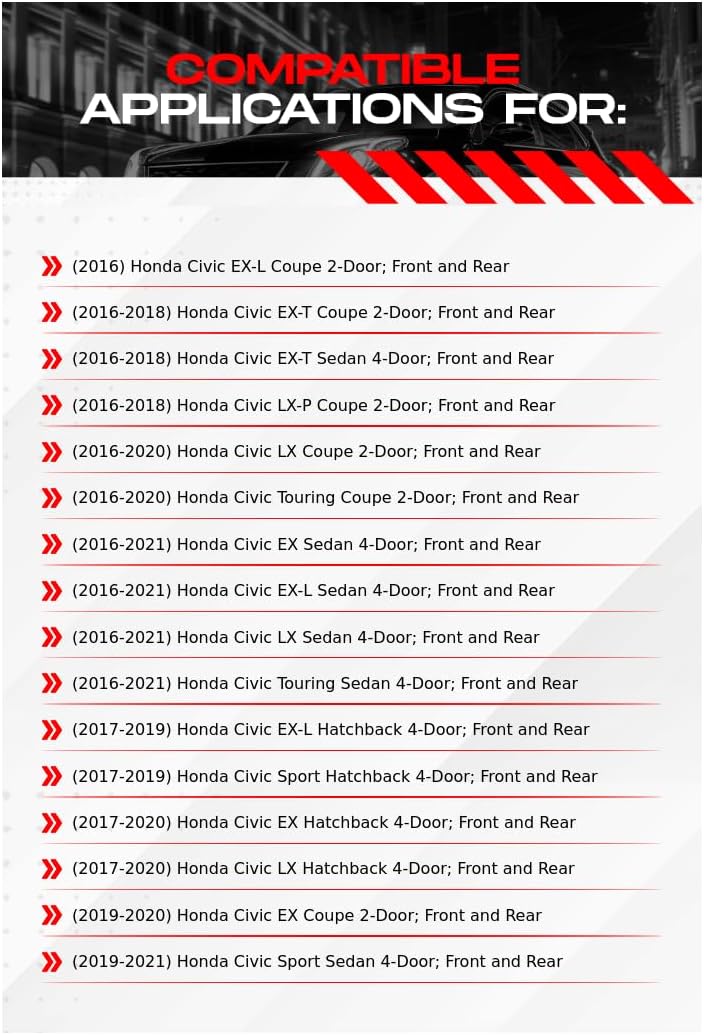 R1 Concepts Front and Rear Brake Kit For 2016-2021 Honda Civic| Blank Brake Rotors| Ceramic Brake Pads and Rotors Kit| Hardware included