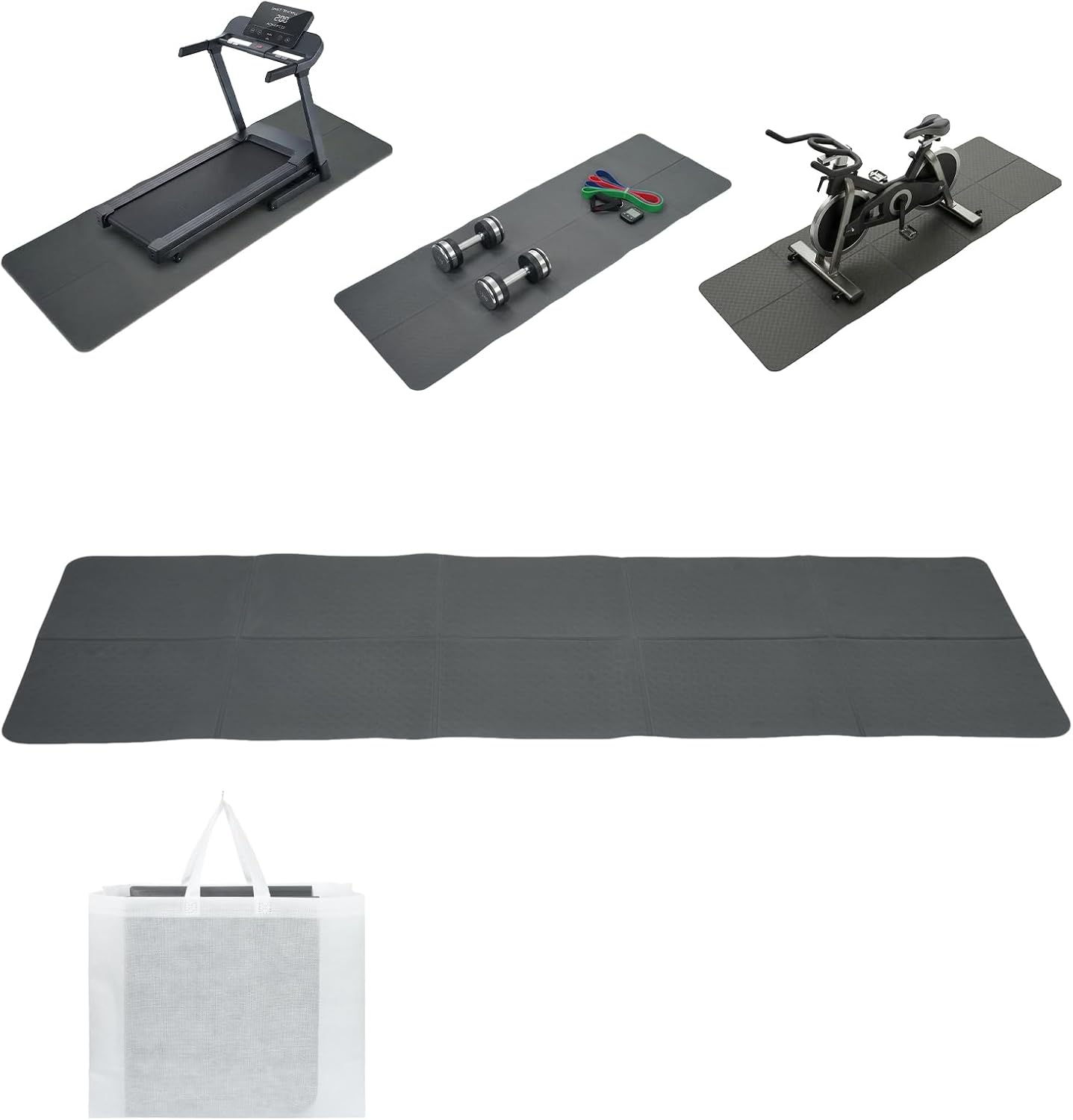 Walking Pad Mat for Carpet 73”×24” Foldable Treadmill Pad Floor Protector Non-Slip Noise Shock Absorption Exercise Equipment Mats for Hardwood Floor/Spinning Bike/Elliptical Machine