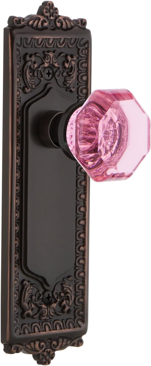 Nostalgic Warehouse 722344 Egg & Dart Plate Single Dummy Waldorf Pink Door Knob in Polished Brass