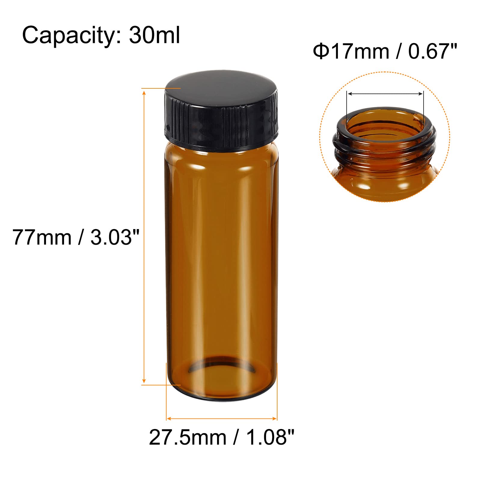 PATIKIL 10 Stück 30 Ml Braunglas-Fläschchen Mit Schraubverschluss | Leckdicht, Für Öle, Parfüm & Labore