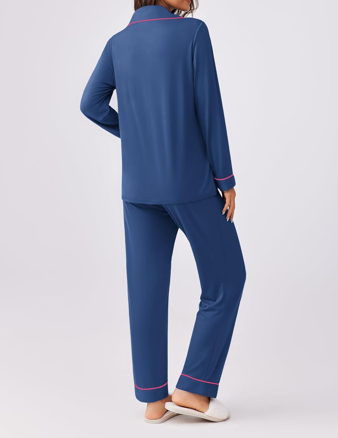 Ekouaer Womens Pajamas Set 2 Piece Button Down Pjs Soft Long Sleeve Top and Pants Sleepwear Set Lounge Sets - Image 4