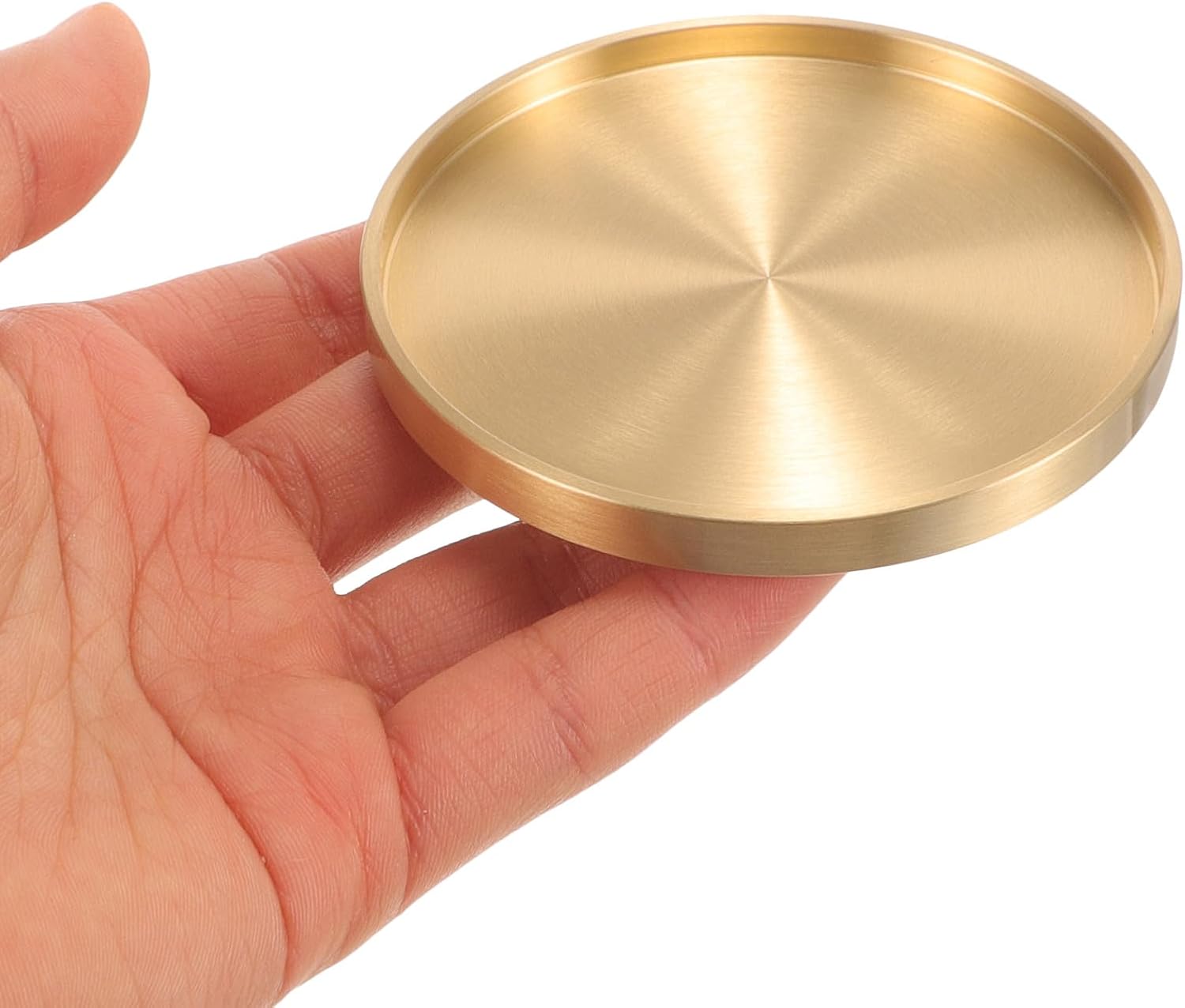 Vintage Brass Teacup Coaster Office Cup Holder Tea Cup Storage Tray Gold 2.95In Flat Brass Coasters for Desk Drinkware