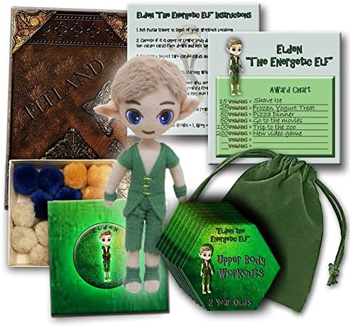 Fitland's Elden The Energetic Elf Children's Exercise Card Game and Magical Plush Motivational Fitness pal