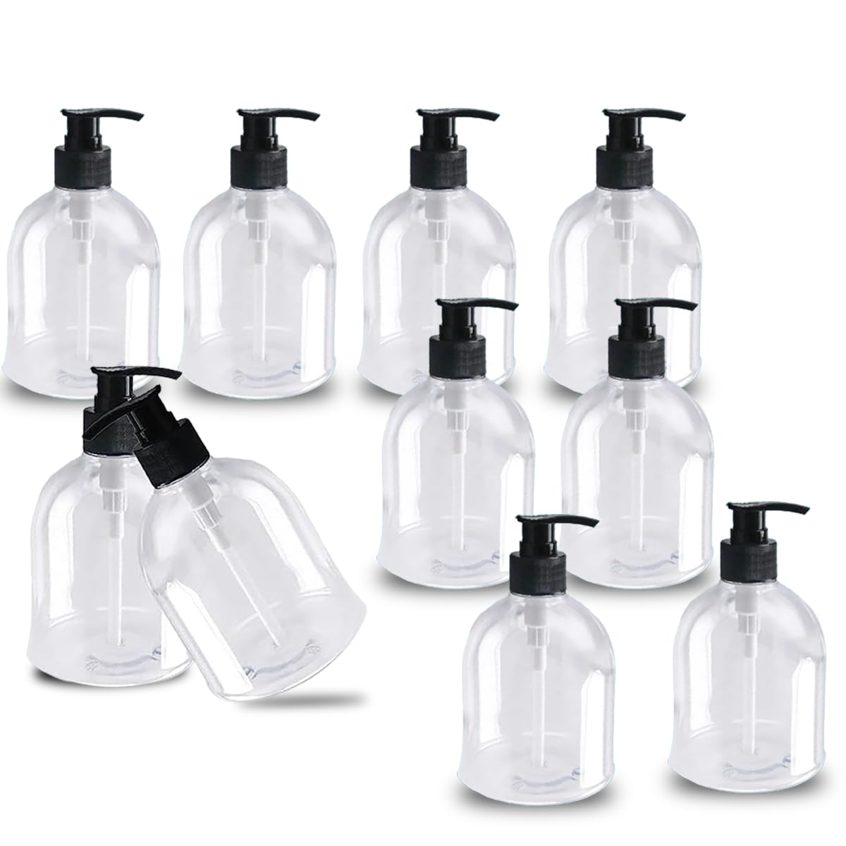 Naturegoon Empty Plastic Multi-Purpose Transparent Pump Bottle 300 ml(Pack of 10) | Ideal use for Oil, Liquid, Sanitizers, Shampoo, Soap Dispenser. (Pack of 10)-image-31