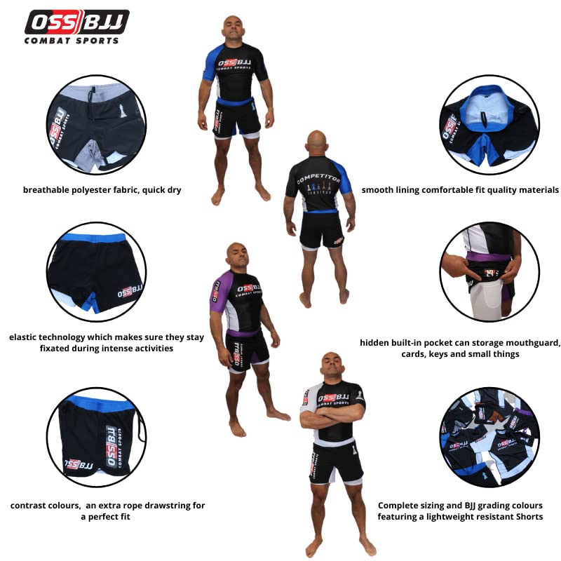 OSS Sports Conjunto Competitor BJJ, Cinturón Azul, L para Hombre
