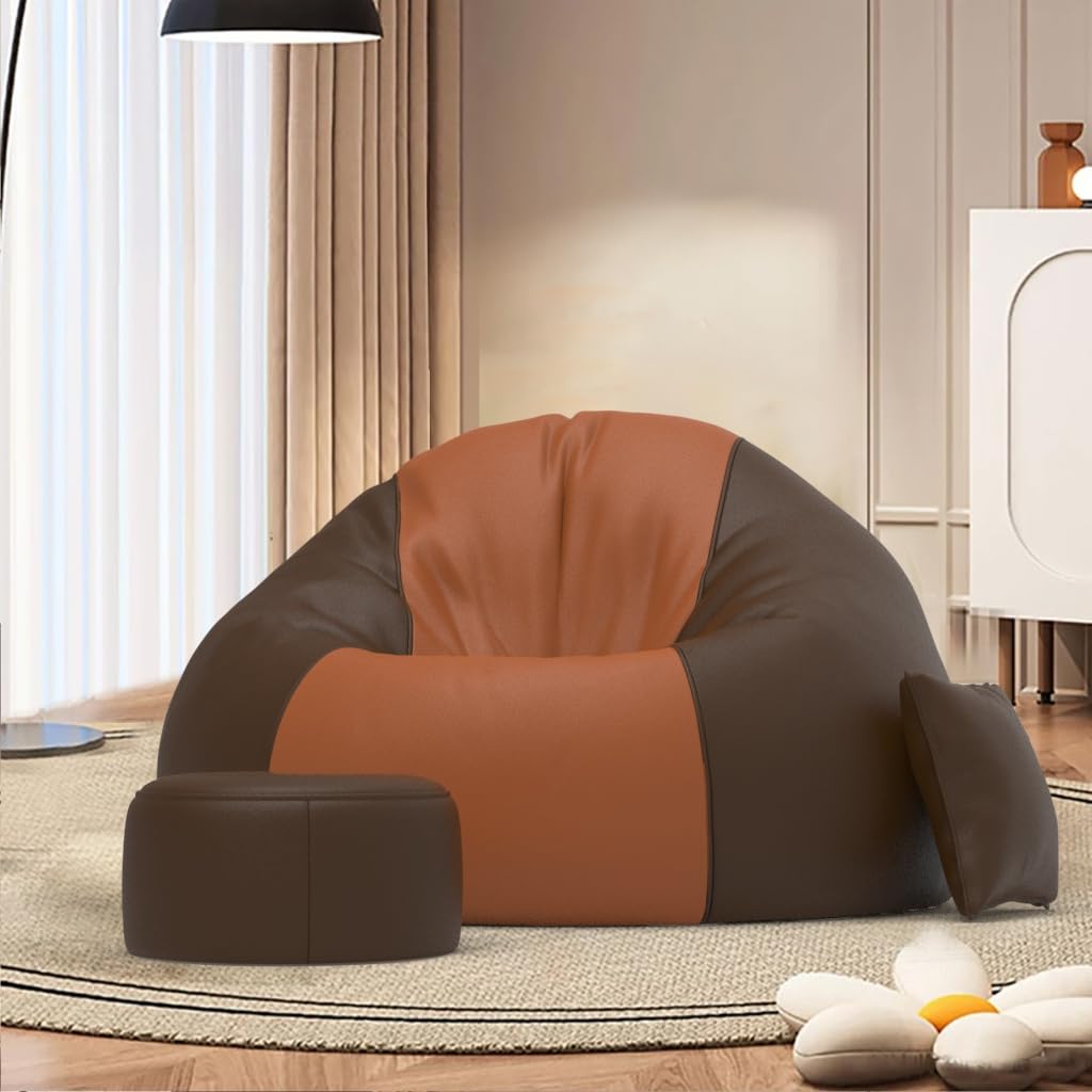 Bean Bag Chair Cover | Size: 3XL | Color: Tan-Brown Brown | Without Beans | Premium Leatherette Cover (CMF 8544)-image-44