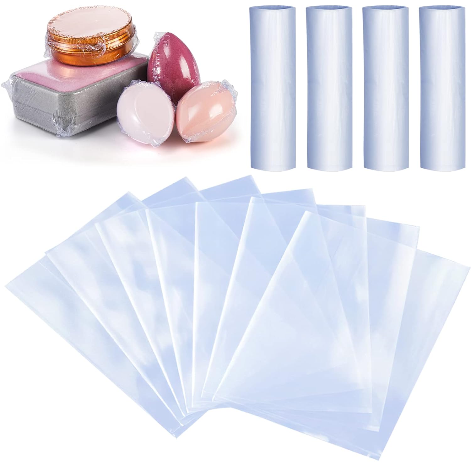 Tosnail 500 Pack 6" x 6" PVC Shrink Wrap Bags, Clear Heat