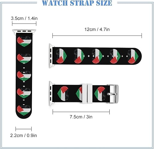 Miniatura 2 de Correa de silicona con bandera de corazón retro de Palestina compatible con IWatch Watch de 1.496 pulgadas, 1.575 pulgadas, 1.654 pulgadas, 1.7,