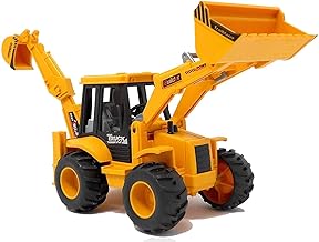 DEOXY Unbreakable Construction Excavector Vehicle Toys with Friction Powered Bulldozer Truck Toys Machine for 3+ Years Kids (Yellow, Black)
