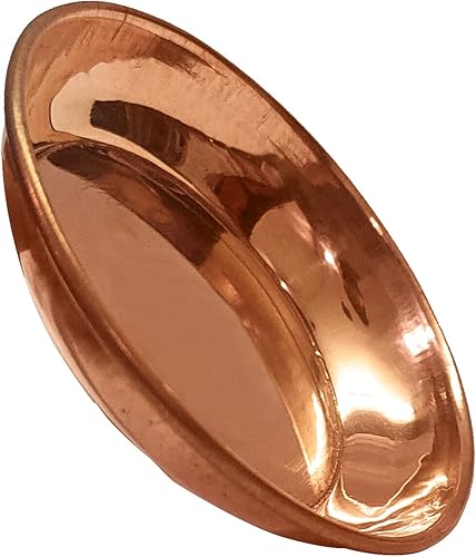 Miniatura 4 de Craftsman SATVIK - Juego de 8 piezas de cobre puro Pujan Prasad Bhog Thali Mandir templo indio rituales hindúes diwali festivo Kahnaji Bhog Puja