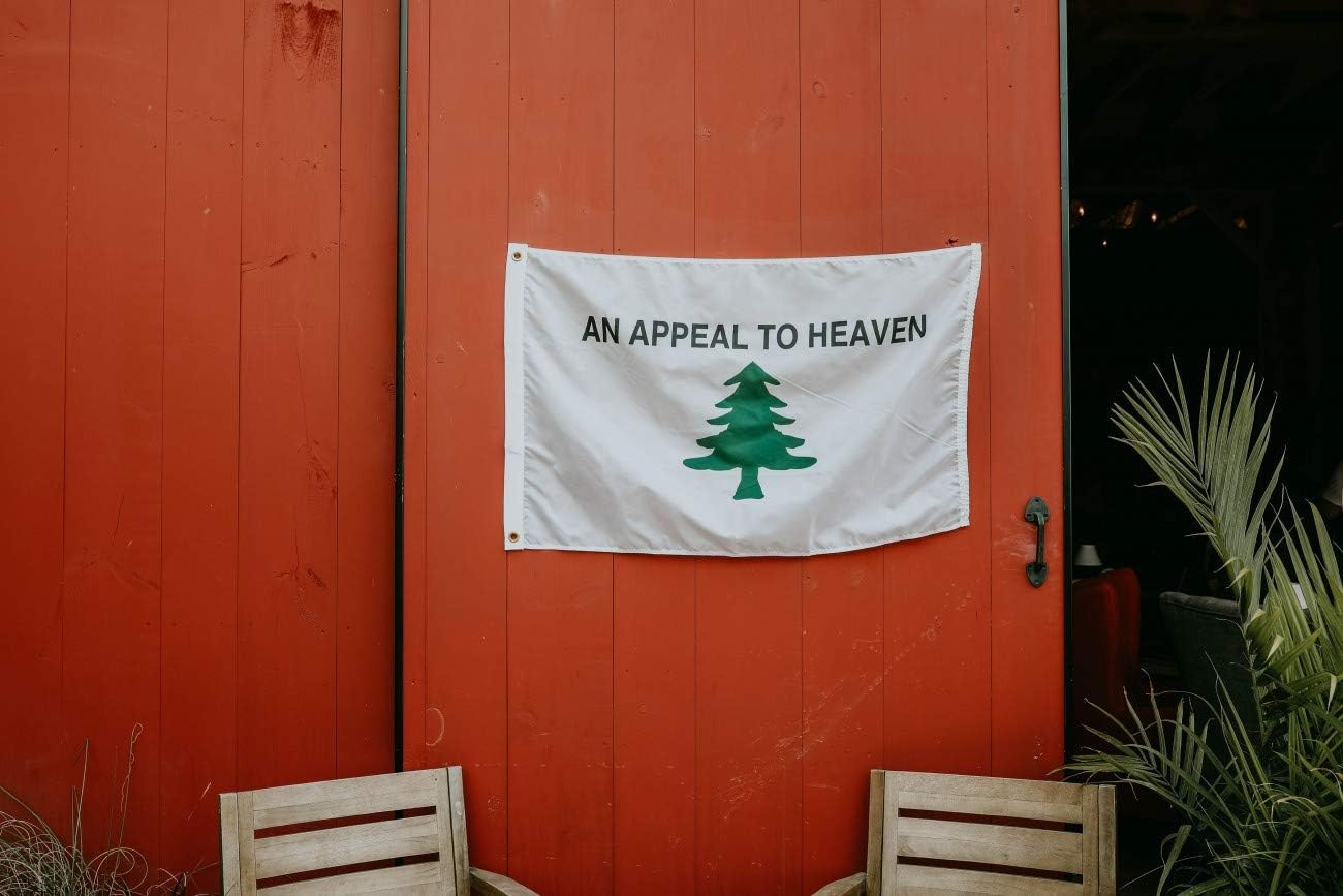 Washington's Cruisers "An Appeal to Heaven" Flag, Durable and Fade Resistant All Weather Nylon, with Canvas Header and Brass Grommets, 4 Rows of Fly End Stitching, Made in USA (3x5')