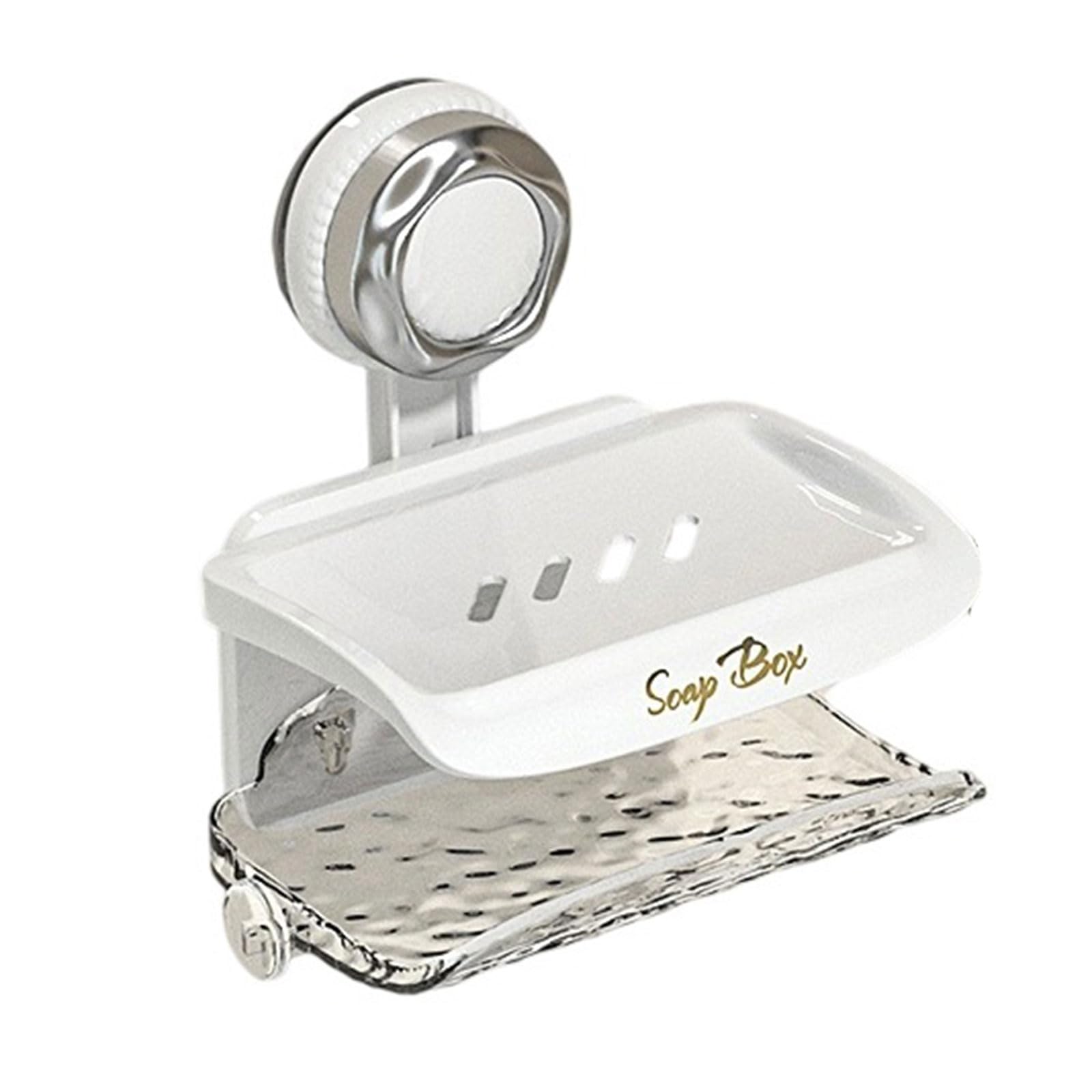 RAFGALDEX Tray Soap Holder Modern Bathroom Organizers Wall Mounted NonSlip Drain Adhesive Suction Cup Shower Soap Holder with Suction Cup