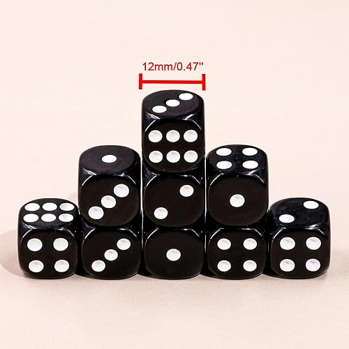 Miniatura 5 de Juego de 36 dados mini de 0.472 in, 6 caras, juego de dados de color negro sólido, dados de colores estándar de 6 caras para Tenzi, Bunco o