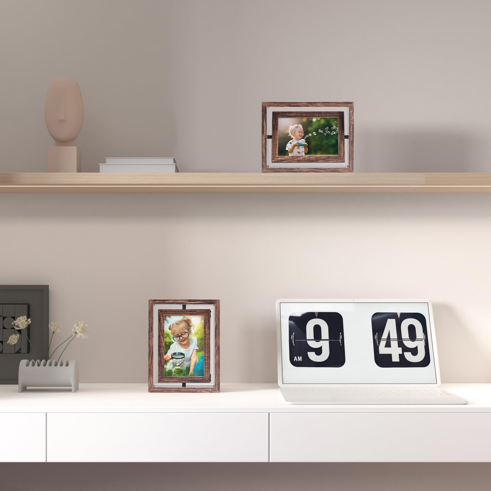 Rotating Floating Frame Serwrsw 4x6 Rotating Floating Picture Frame Set of 2, Double Sided ...