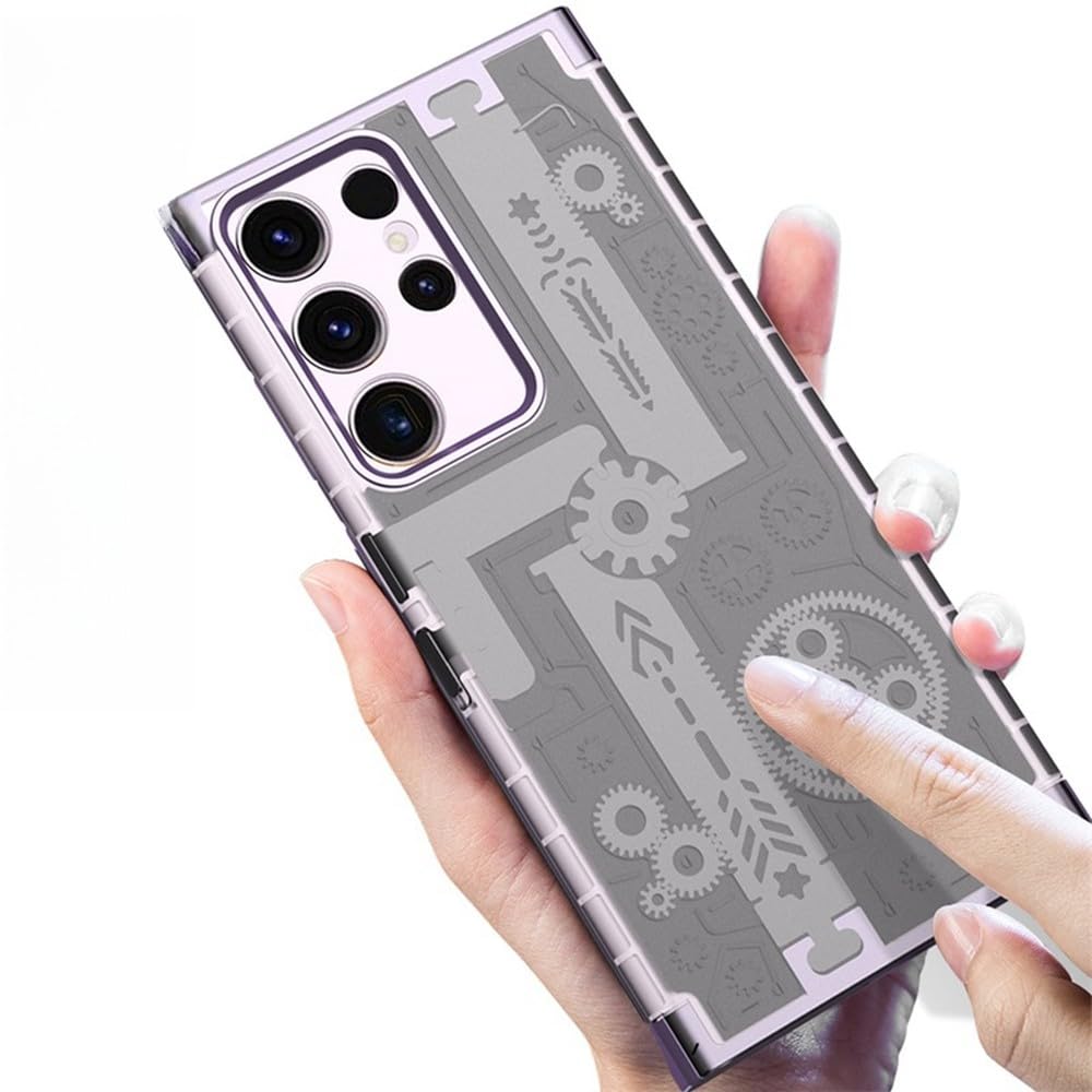 Przezroczysta obudowa bezramkowa do telefonu Samsung Galaxy S23 Ultra Plus Mechaniczny obiektyw, fioletowy, do Galaxy S23 Ultra