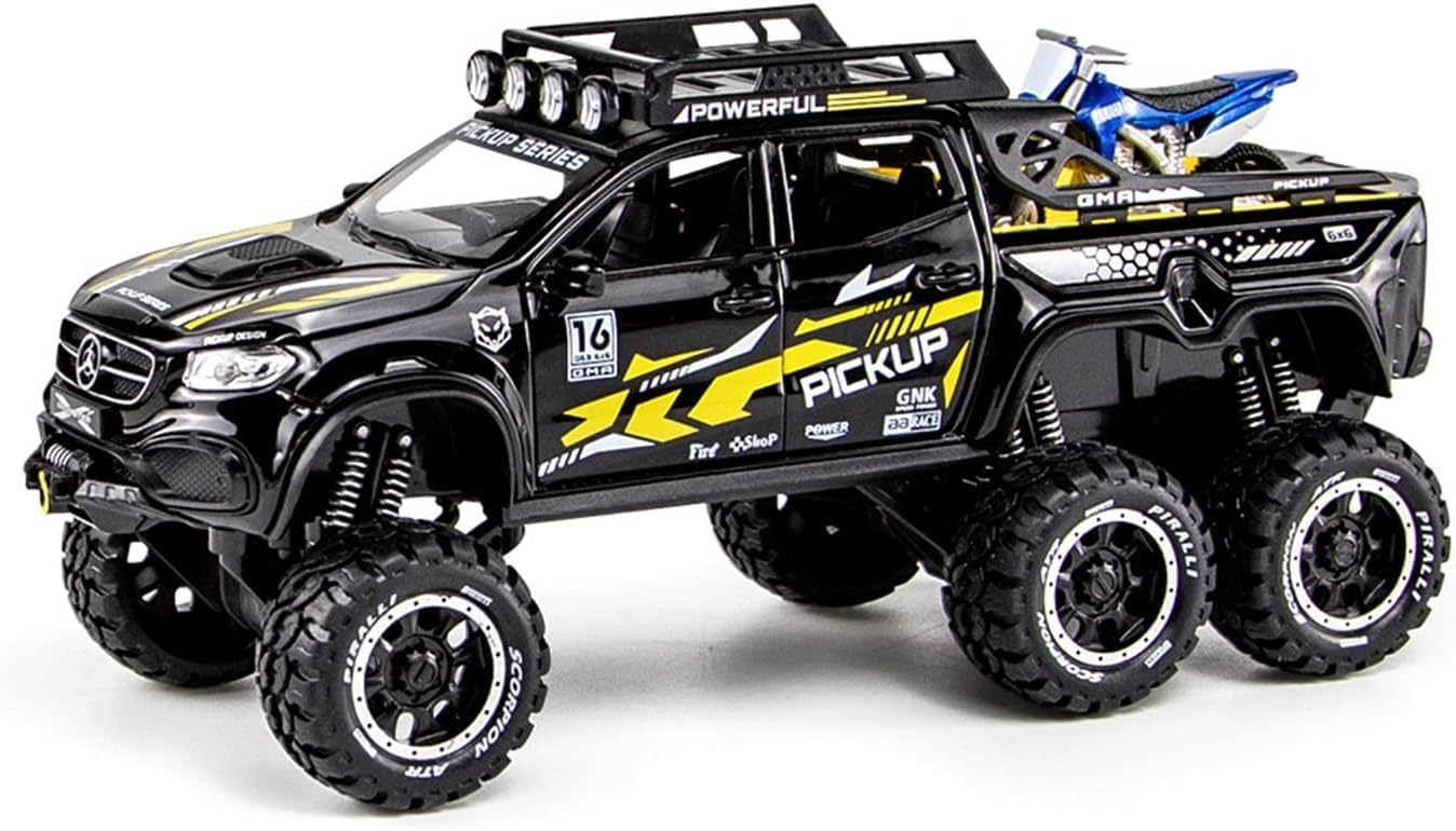 Boy's 1:24 Diecast Pickup Truck Toy - Metal Model Car with Sound & Light, Pull Back Action, Perfect for Kids & Adults, Ideal Birthday Gift