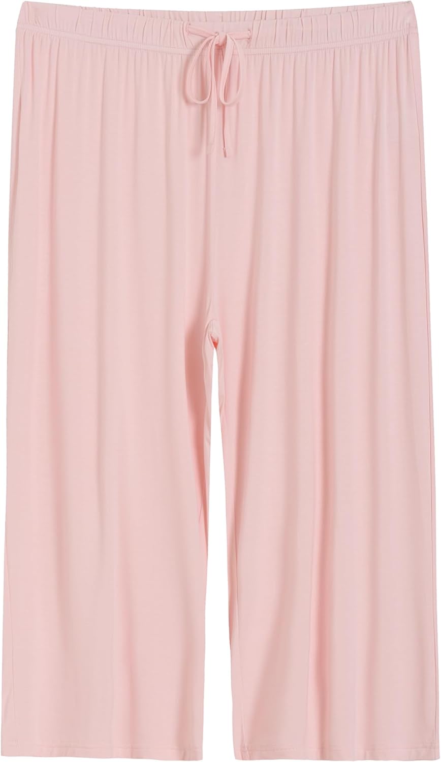 Latuza Women's Plus Size Capri Pajama Pants Comfy Wide Leg Lounge Capris - Image 4