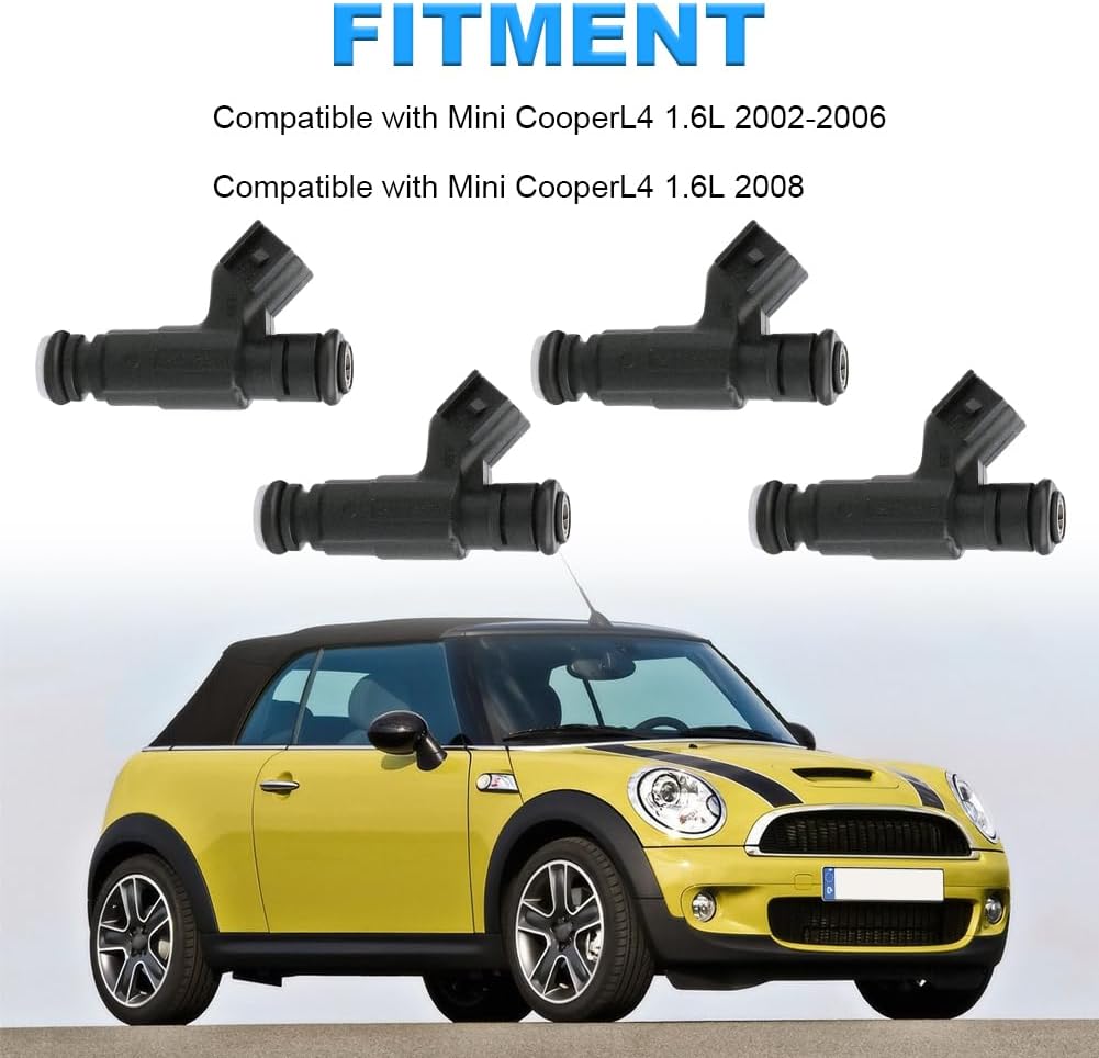 JDMON Fuel Injectors Compatible with Mini Cooper L4 1.6L 2002-2006 & 2008 Replacement for FJ967 0280155991 13531487607