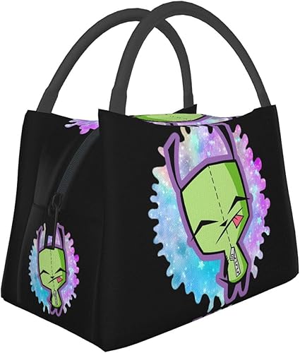 Bolsas de almuerzo Invader Anime Zim con aislamiento, reutilizable, portátil, para exteriores, oficina, picnic, 11 x 6.5 x 7 pulgadas
