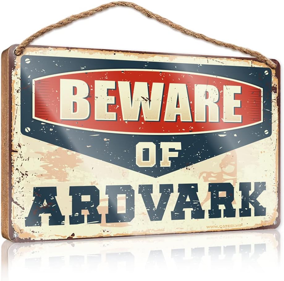 Wall Hanging Decor Sayings Beware Of Aardvark Wooden Sign Porch Funny Signs Dorm Room Accessories(20X30CM)