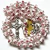 elegantmedical Handmade ROSE PINK Veluriyam ROSE BEADS ROSARY & ITALY CROSS MEDAL Catholic necklace GIFT BOX