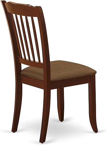 Miniatura 7 de East West Furniture DAC-MAH-C Danbury - Sillas de comedor tapizadas de tela de lino, de madera maciza, juego de 2, caoba