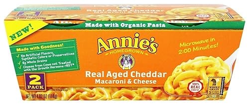 Annie's Homegrown Macarrones y queso orgánico real envejecido Cheddar - Paquete de 2