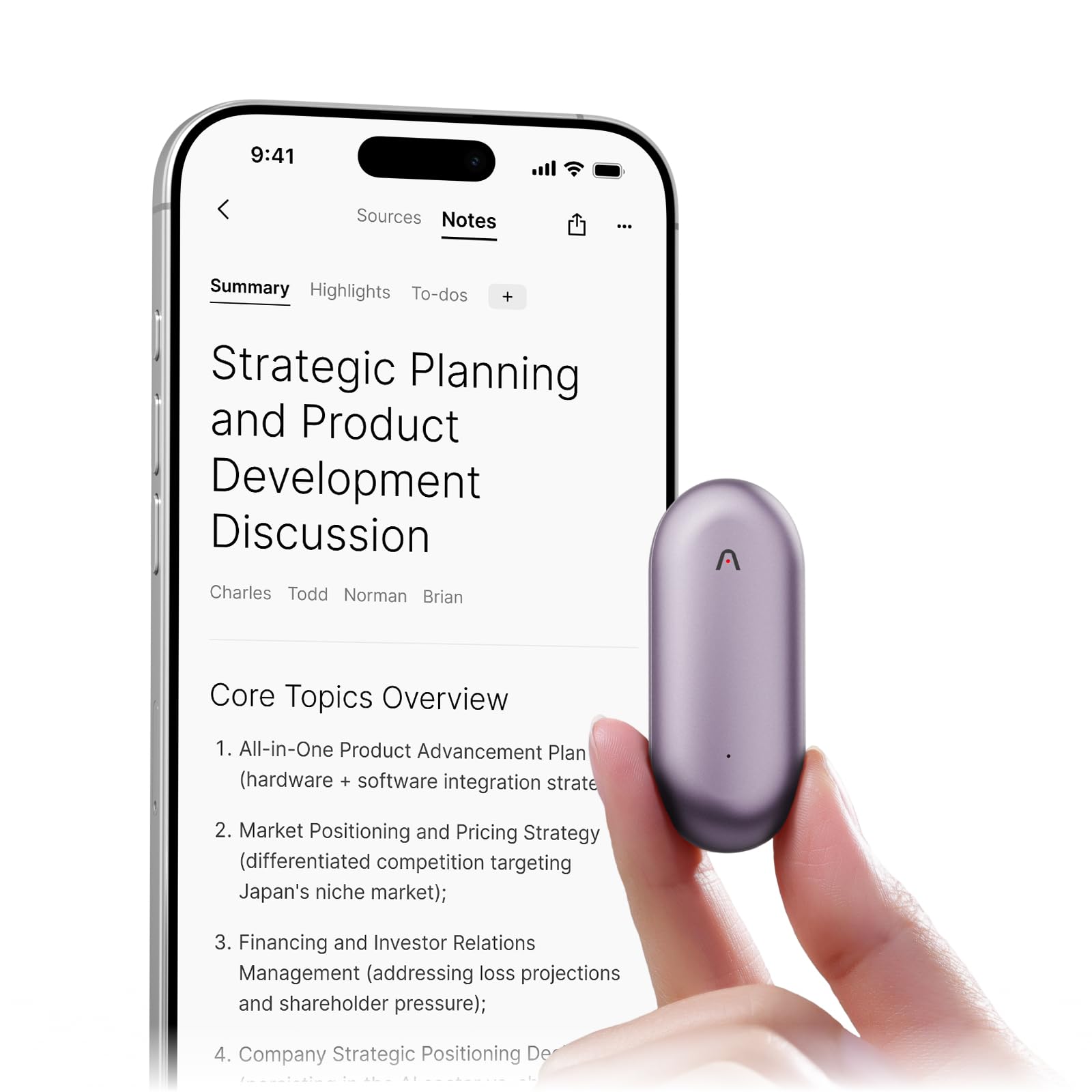 AI Voice Recorder, PLAUD NotePin Voice Recorder Combo, App Control, AI Notetaker, AI Transcribe & Summarize, Support 112 Languages, 64GB Memory, Audio Recorder for Lectures, Meetings, Sunset Purple-image-16