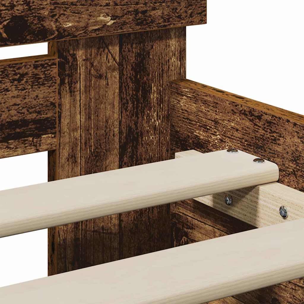 Marco de Cama con Cabecera de Madera Rústica 75 x 190 cm, Estructura Moderna y Resistente con Acabado Mate, Diseño Contemporáneo para Dormitorio, Fácil Ensamblaje
