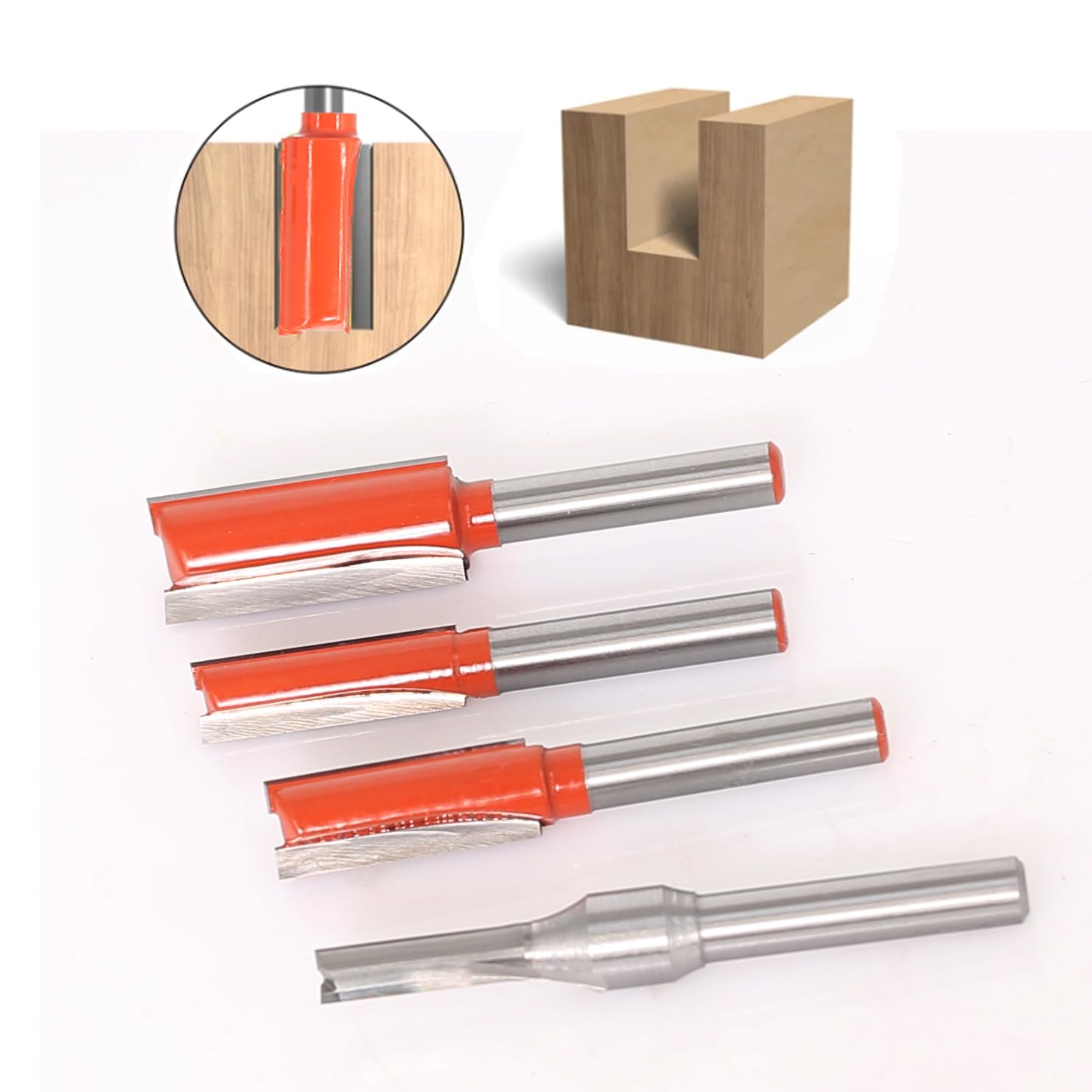 Akylin 4pcs Straight Router Bit 1/4 Inch Shank, Two Flute Router Cutter Bit - Image 3