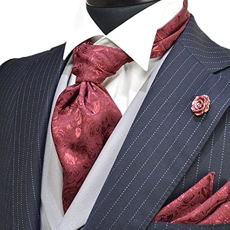 Novianovio ノービアノービオ アスコットタイ チーフセット タイリング付 ローズ柄エンジ Un056 日本製 リングタイタイプ ネクタイ 通販 Amazon