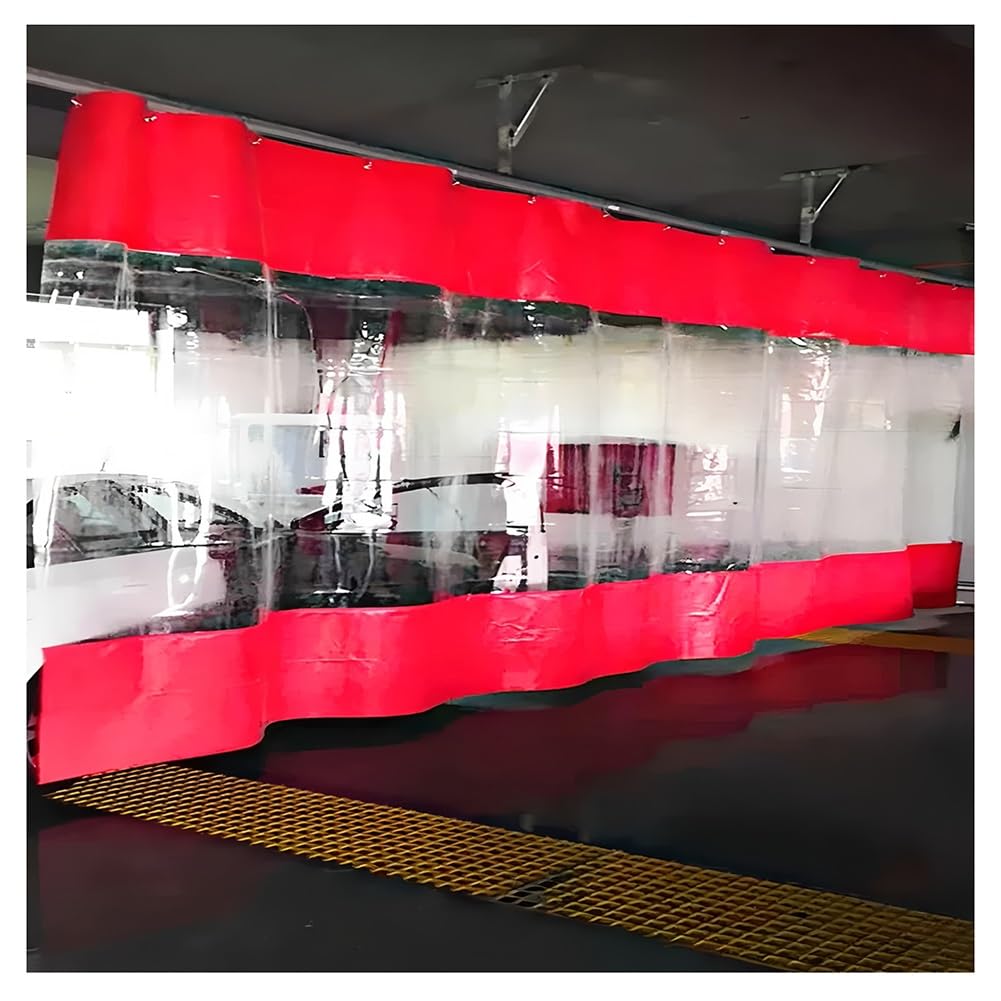 GJMSSMY Garage Divider Curtain For Work Areas, Industrial Wash Bay Curtains With Eyelets, Outdoor Vinyl Curtains For Patio & Wash Bay(Rosso,3x3m/9.8x9.8ft)