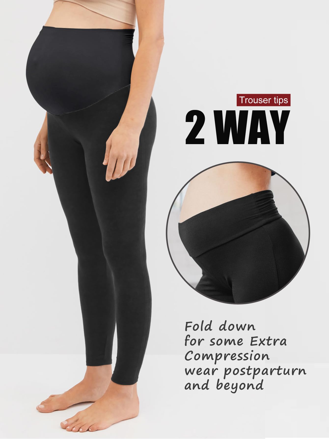 PARNIXS Leggings de maternidad gruesos para otoño e invierno, pantalones de maternidad cálidos de piel interior, pantalones de embarazo altamente elásticos y cómodos