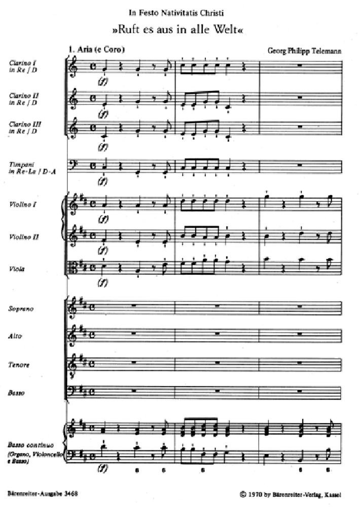 Barenreiter TELEMANN G.P. – ruft es aus in alle Welt — partytura