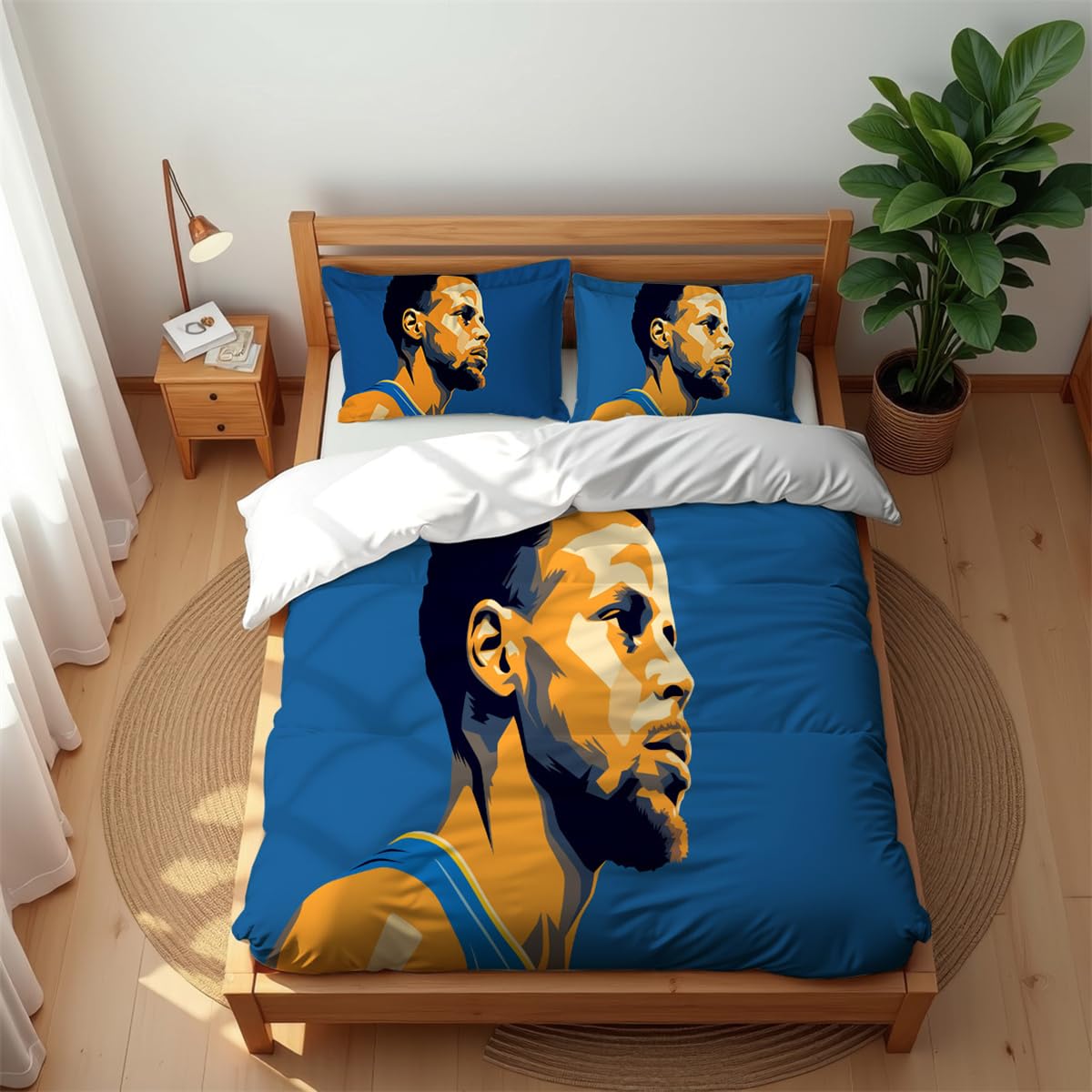 Ste-X Sc 03 Luxury Breathable Bedding Set Stephen Curry 210Tc Cotton Soft Cool Summer Warm Winter Comfort Anti-Mite (,200X200cm(Double))