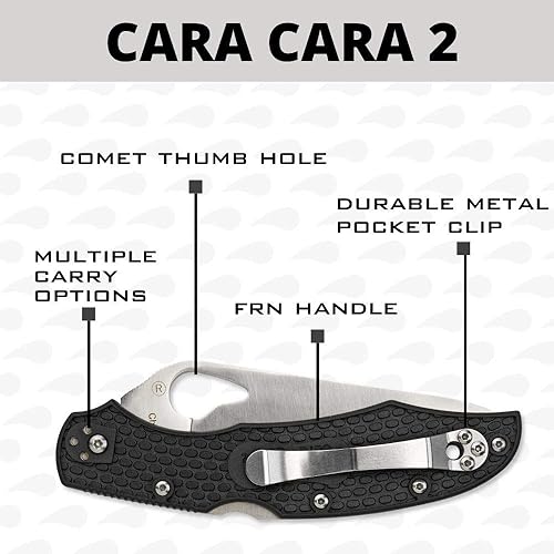 Miniatura 4 de Spyderco Byrd Cara Cara 2 Cuchillo ligero con hoja de acero inoxidable de 3.75 pulgadas y mango FRN antideslizante negro - Filo combinado - BY03PSBK2