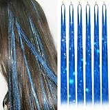 Hair Tinsel Kit with 47INCH 1200 Strands Heat Resistant Glitter Tinsel Hair Extension, Sparkling Shi
