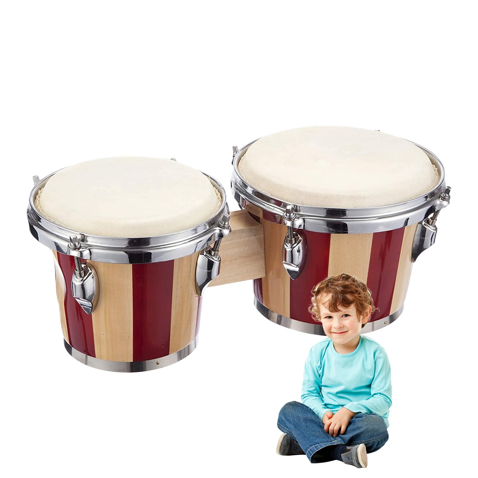 Bonghi per Bambini in Legno Strumento Musicale Educativo a Percussione in | Tamburo A Mano In Legno Bambini, Adulti, Anziani, Principianti, Studenti, Amanti Della Musica, Ritmica Didattica