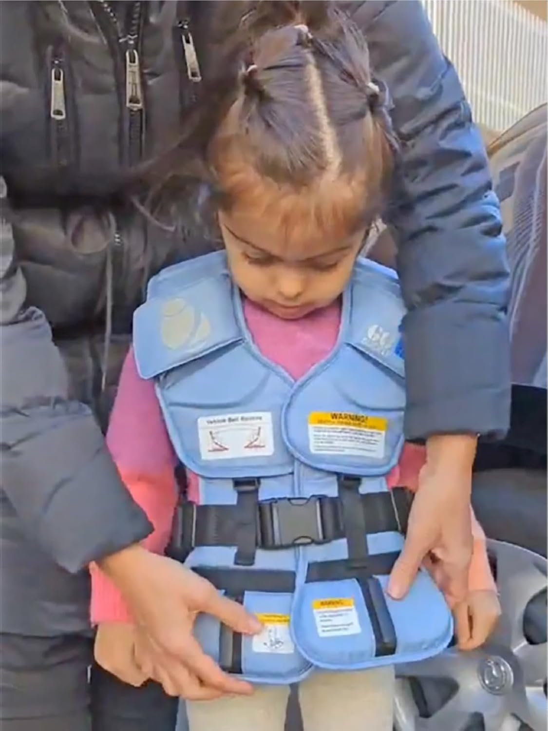 801 Child Restraint Vest – Lightweight Portable Car Seat Belt Positioner, Travel Safety Harness (Ages 3–6, Light Blue) - Image 2